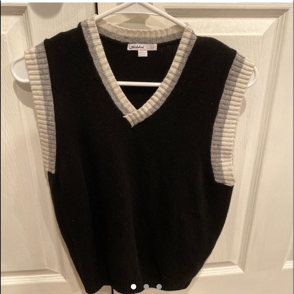 Black Gray And White Sweater Vest 